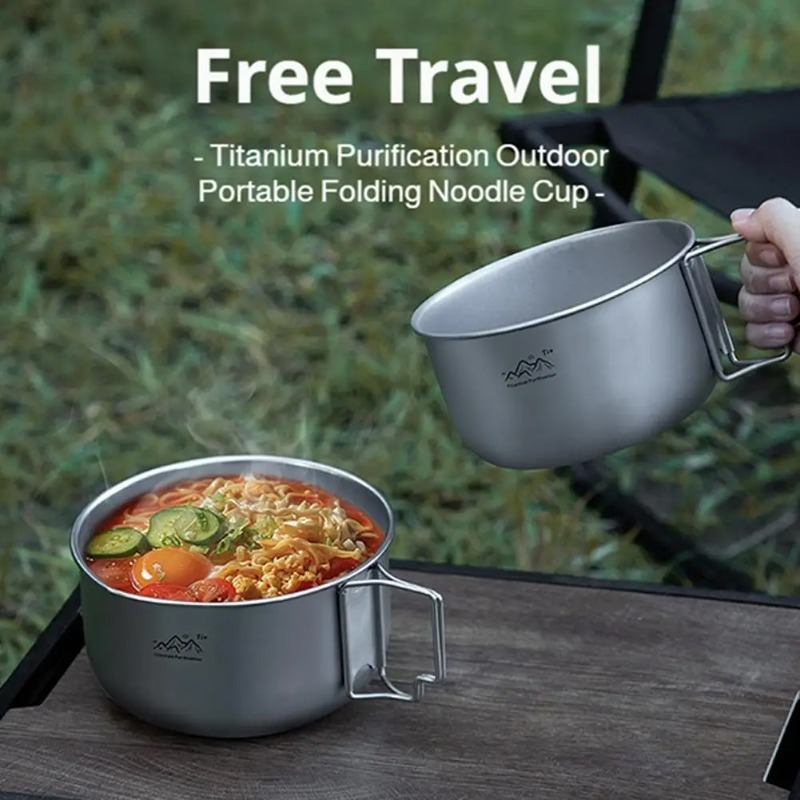 Camping Cooking Noodles - Ultralight Titanyum Kamp Tenceresi Katlanabilir Taşınabilir