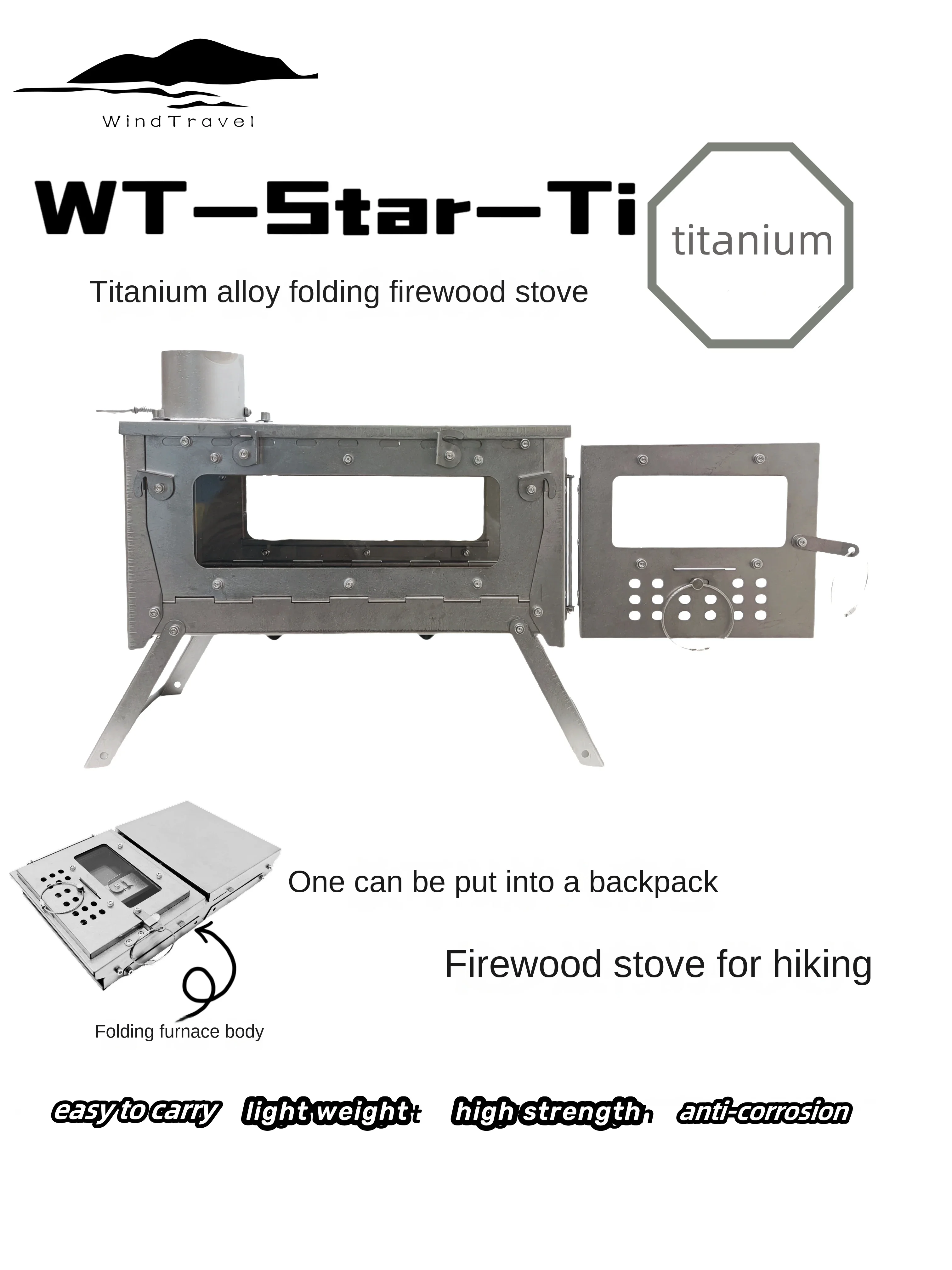 Camping Cooking Light - WT yıldız Ti titanyum alaşım katlanır