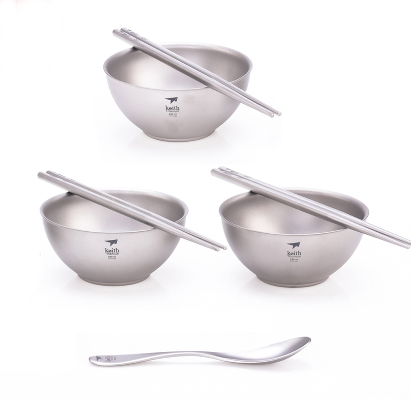 Camping Cooking Noodles - Keith Pişirme Seti, Titanyum Kase Çubuklarını