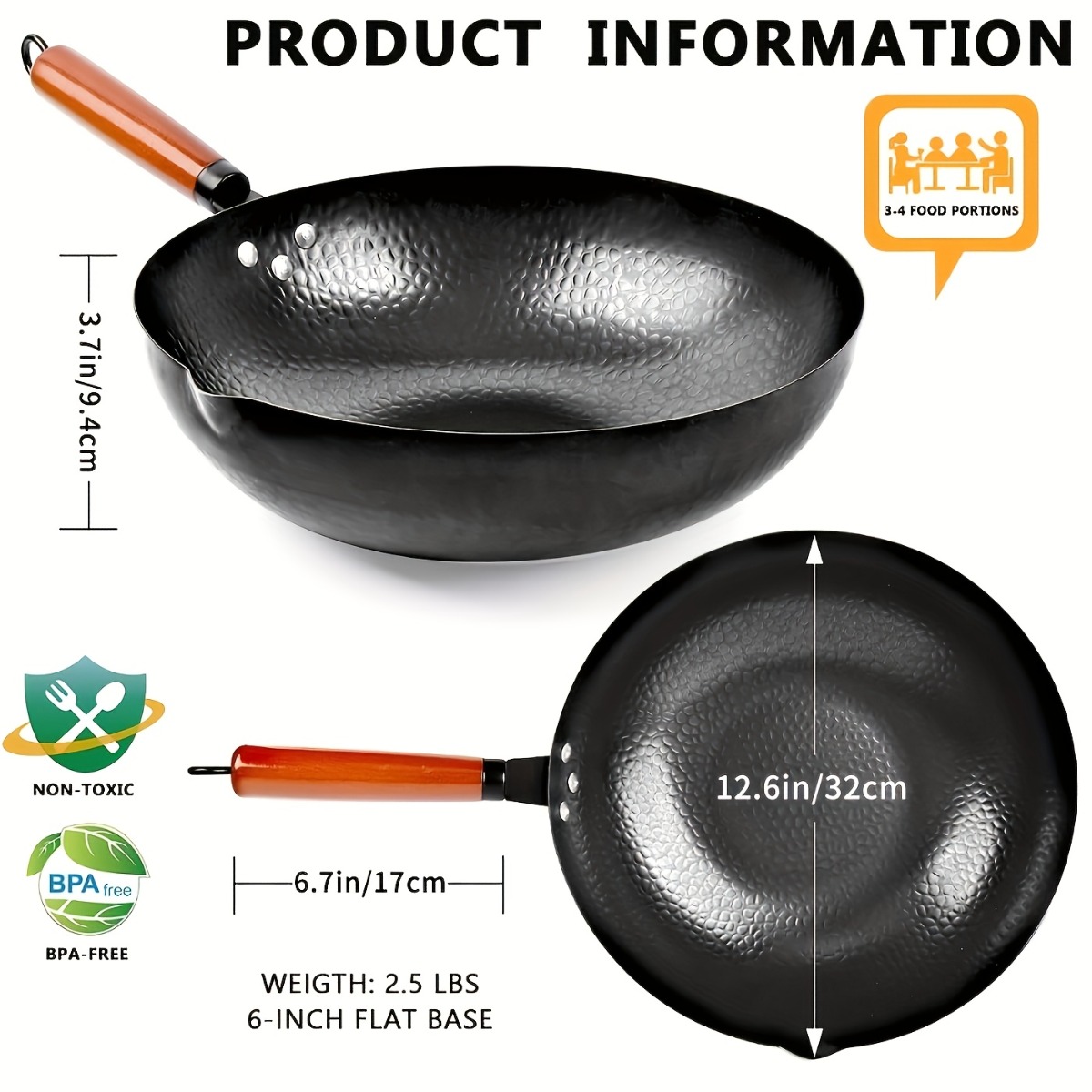 12.6 İnç Dökme Demir Wok Seti  - Camping Cooking Noodles incelemesi ve fiyatı
