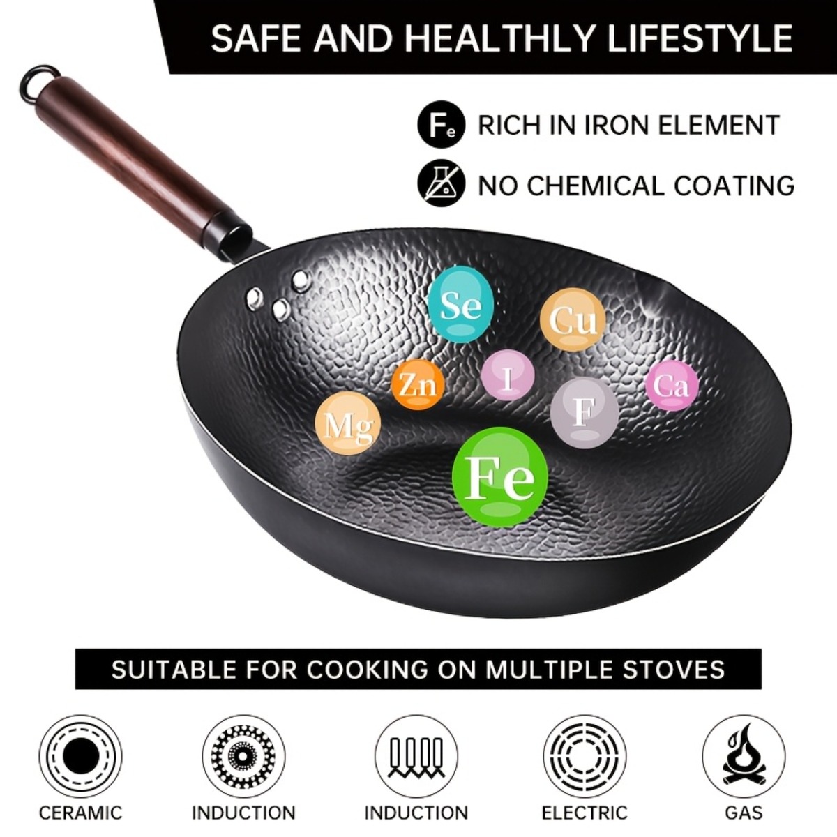 12.6 İnç Dökme Demir Wok Seti  - Camping Cooking Noodles incelemesi ve fiyatı