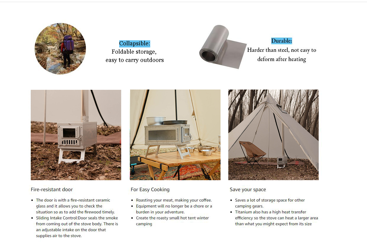 Ahşap ısıtıcı soba taşınabilir - Camping Cooking Tent incelemesi ve fiyatı