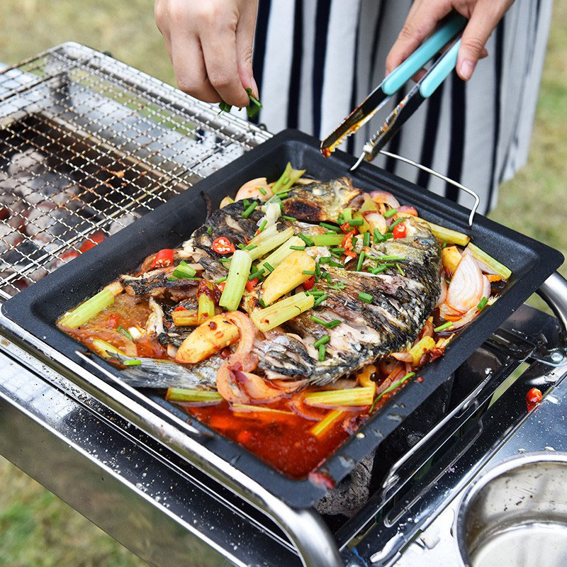 Açık havada kalın kare ızgara  - Camping Cooking Plate incelemesi ve fiyatı